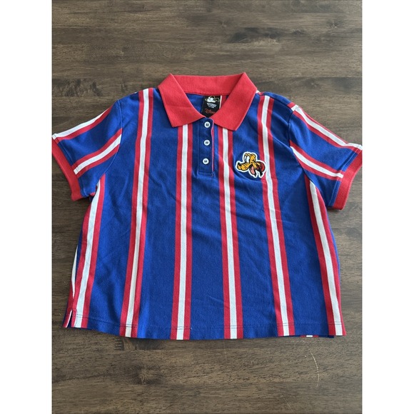 Forever 21 Other - Disney X Forever 21 Pluto Striped Polo Shirt Blue Red Youth Large Y2K Collab